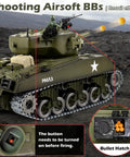 1 To 18 Scale RC M4A3 Sherman Tank With Alloy Tracks, BB Firing Action, Smoke, Lights And Dope Sound, Realistic Military Toy
