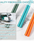 Dishwasher Safe Fiberglass Chopsticks Set for Everyday Meals, 5 Pairs, 9.5 Inch Reusable Japanese Chinese Chopsticks
