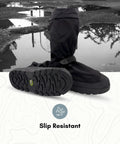 Straight Up Waterproof All Season Overshoes For Gnarly Conditions wide gusset opening and slip-resistant sole on wet surface.