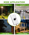 Wide application of Two Pack Photocell Sensor Kit for Outdoor Lights With Wall Plate, showing use in various outdoor settings
