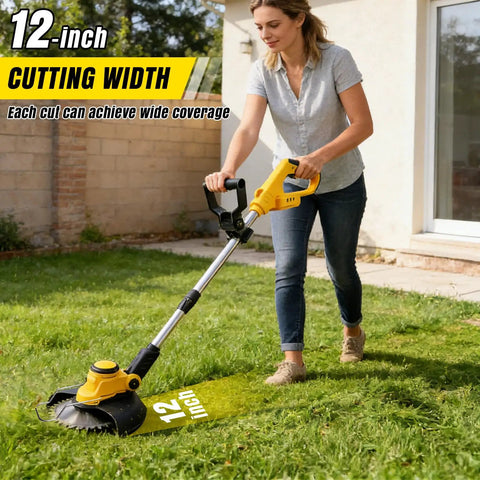 Person using 4 In 1 Cordless Grass Trimmer And Brush Cutter For 20V Battery Systems Lightweight Yard Tool With A 12 Inch Cutting Area