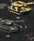 Two 1/28 scale RC battle tanks and remote, 2.4G RC Battle Tank Set For Kids And Adults, Realistic 1/28 Military Tank With Sound And Lights.