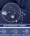Close-up of Indoor Outdoor Rocking Chair Cushion Navy Blue Waterproof High Back Pad showing water-resistant fabric.