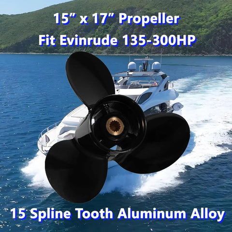 Aluminum Boat Outboard Propeller 15 X 17 Right Hand Rotation 3 Blade 15 Spline Fits Evinrude Johnson OMC Stern Drive 135 to 300HP