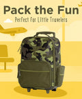 Kids Rolling Luggage With Wheels, Toddler Carry On Suitcase For Travel, Lightweight Durable Luggage For Kids in camo pattern