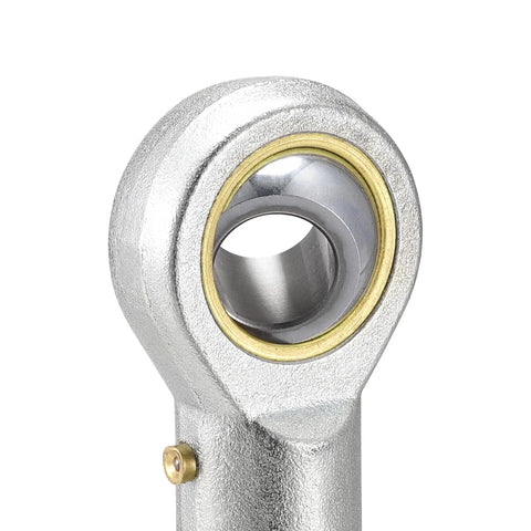 Half Inch Rod End Bearing With Pre Lubricated One Half Twenty Female Thread Right Hand For Industrial Linkages Built Tough With Nine Degree Misalignment Steel Body And Hardened Ball Joint For Heavy Duty Long Lasting Performance, close-up front view