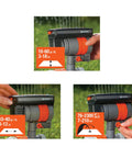 ZoomMaxx Adjustable Sprinkler With Built In Timer And Weighted Base Delivers Precise Watering For 96 To 2300 Sq Ft No Fuss Setup Works With Any Hose Brand German Engineering 5 Year Warranty showing spray range settings