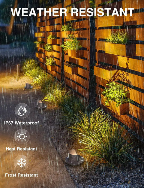 Low Voltage Landscape Lighting Kit With 12W LED In Ground Well Lights 12 Pack Ultra Bright 3000K Warm White Pathway