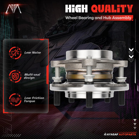 Beefed Up Front Wheel Hub Bearing Assembly 2 Pack For Toyota Tundra Land Cruiser Sequoia And Lexus LX570 2008-2015 4WD Only OEM Grade Heavy Duty Replacement For Smooth Steering And Longevity side view showcasing multi-seal design.