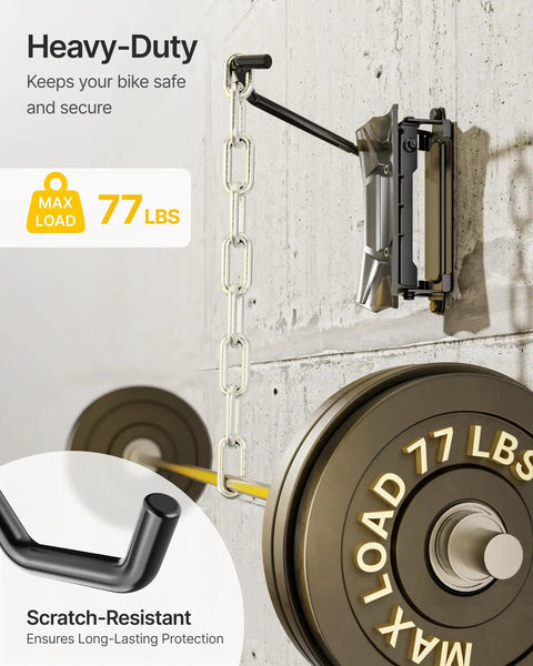 Fat Tire Bike Wall Mount Swivel Hanger Holds 4.5 Inch Wide Tires Up To 77 Lbs, space-saving heavy-duty rack on wall