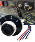 Rotary Gear Selector Switch For Golf Cart Forward Reverse Neutral Drive With Blue LED Backlight And Red Drive Indicator Easy To Use Rotary Dial Fits EZGO TXT PDS 36V To 48V Electric Golf Carts installed in dashboard