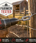 Shop Favorite Drill Wire Nut Twister Set, Depedable Hex Shank Electrician Power Tool in use on a fence post.