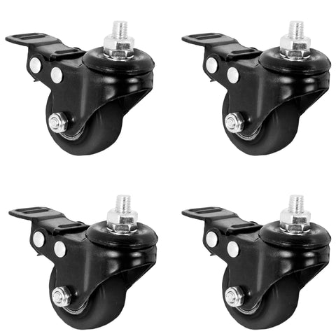VIVO M8 threaded locking caster wheels, set of 4, swivel, 1.5 in rubber wheels with brakes