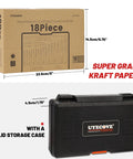 Package and storage case for 18 Piece Screw Extractor Set With Left Hand Drill Bits For Removing Broken Bolts And Stripped Screws Pro Grade Heavy Duty HSS Steel Cobalt Kit Including Multiple Sizes for Auto Truck Home and Workshop