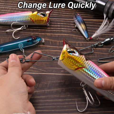 30 Pack Fishing Snap Swivels With High Strength Ball Bearing Swivel, Stainless Steel Coastlock Snaps, Black Nickel Coating, Built To Last In Freshwater And Saltwater, Corrosion Resistant, Size Four used to change lures quickly