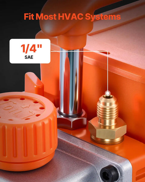 AC Vacuum Pump And Gauge Kit For Auto HVAC Repair 3.5 CFM One Quarter HP Single Stage Rotary Vane With Carry Bag Pro Grade Refrigerant Ready R134a R22 R410A R1234YF R32 Compatible 1/4 SAE fitting