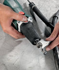 Heavy Duty Variable Speed Die Grinder With Badass High Torque Planetary Gears And Easy Swap Spindle Lock in use with quick change collet.