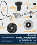 331 Pump Rebuild Kit For Straight Centrifugal Transfer Pumps Master Repair Parts Set with Impeller and Seal Plate diagram