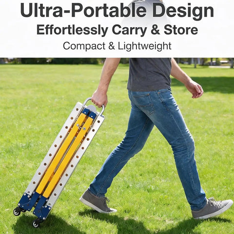 Heavy Duty Portable Welding Table Workhorse Built Like A Tank With Rock Solid 1200 Pound Capacity Foldable Steel Frame being carried outdoors.