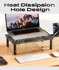 3 Height Adjustable Monitor Stand Riser For Desk And Workstation Elevates Computer Laptop TV And Printer With Metal Shelf