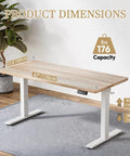 Sleek Tile Adjustable Height Sewing Table, 47 Inch Maple Workbench dimensions showing height adjustments and design.