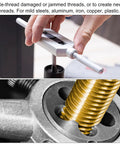 Three Piece Metric Hand Tap And Die Set M12 X 1.5 Right Hand Taps With Round Die shown in metal threading application