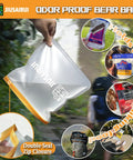 Odor Proof Bear Bags For Food Backpacking 3 Pack Reusable Bear Proof Storage with double-seal zip closure in hand