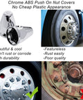 Chrome 33mm Push On Lug Nut Covers 60 Pack For Truck Wheels, Chrome Plastic Bullet Style Caps, Two And Five Eighths Inch Tall