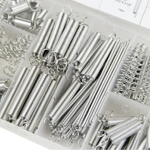Heavy Duty Compression Spring Set 200 Pcs Stainless Steel Hardware Kit with Zinc Plated Coils in plastic case