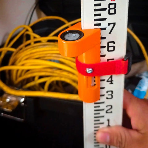 Adjustable Grade Rod Level Bubble Level For Rugged Aluminum Alloy Handheld Fixed Right Angle Strap With Tie Large 10 Minute Vial Orange Portable Measuring Instrument For Tower Ruler And Surveying on grade rod