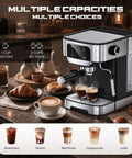 Level Up Your Daily Grind With This Dope Compact Espresso Machine Featuring 20 Bar Pressure Pump, showing espresso extraction and coffee options.