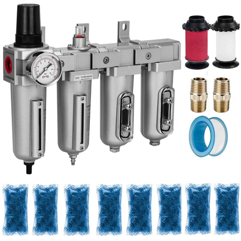 Three Quarters Inch NPT Four Stage Air Drying System With Particulate Filter Coalescing Filter Double Desiccant Dryers And Air Regulator