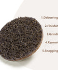 Close-up of a 2-inch coarse sanding disc showing texture for deburring, finishing, and grinding in 50 Pack 2 Inch Coarse Pro Grade Sanding Discs With Quick Change One Quarter Inch Shank Holder Roll Pad Lock Disc For Die Grinder Surface Conditioning Burr Finish Rust Paint Removal.