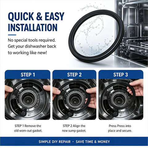 Premium DD62-00050A Rubber Seal Sump Gasket Replacement installation steps for dishwasher, featuring easy, DIY-friendly process.