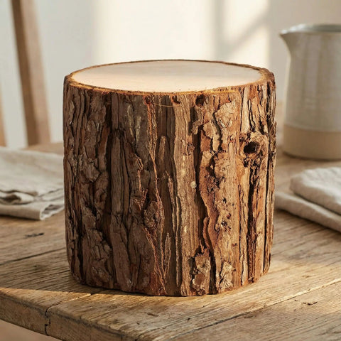 Six Inch Faux Wood Tree Stump Display Stand For Indoor Plants Knockout Rustic Farmhouse Vase Holder Dead On Weathered Bark Finish Killer Earthy Wood Texture Total Home Glow Up