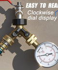 BPSSDI vacuum pressure gauge, 2.5-inch dial, 304 stainless steel case with brass Y-adapter and 1/4in NPT lower mount