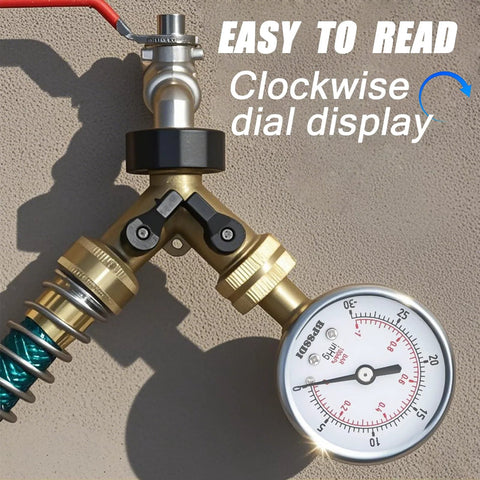BPSSDI vacuum pressure gauge, 2.5-inch dial, 304 stainless steel case with brass Y-adapter and 1/4in NPT lower mount
