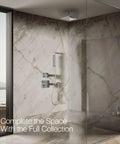 Modern bathroom with Honesty 10-Inch Square Rain Shower Head With Full Coverage Drenching Spray, polished chrome finish