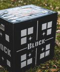 3D Archery Target 48 Inch Tall With Replaceable Insert in black, six-sided design on grassy field