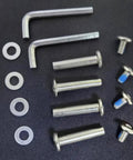 6mm Shaft Hex Socket Inline Skate Wheel Axle Replacement Kit With Installation Tools, showing screws and wrenches on black surface