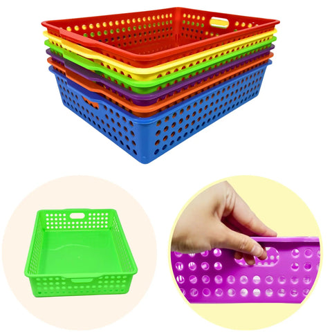 Six Pack Straight Up Durable Plastic Classroom Storage Bins And Turn In Trays Total Game Changer For Teachers To Keep Papers Neat And Tidy Rainbow Colors Measure 13 Inches Long