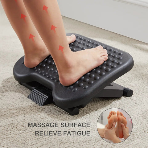 Adjustable Ergonomic Desk Footrest With Massage 3 Height Positions And 30 Degree Tilt Under Desk Foot Stool For Home Office