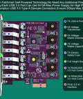 Seven USB Three Point Zero Ports PCIe X1 Expansion Card With Self Powered Technology Delivers Up To 5Gbps For Windows 11 10 8 7 Vista XP Desktop PCs No Extra Power Supply Required Plug And Play full-height bracket view
