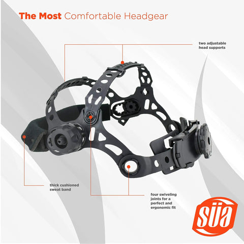 Ergonomic headgear of Auto Darkening Welding Helmet With 4x4 True Color Viewing Window Photovoltaic Solar And Battery Powered