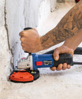 Surface Grinding Dust Shroud For Angle Grinder Universal 4.5/5 Inch With 5 Inch Diamond Cup Wheel in use on concrete wall