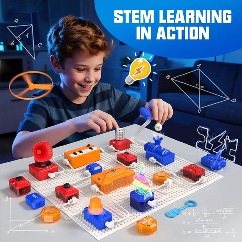 Child using Kids Electronics Exploration Kit With Over 671 Circuit Projects And Physics Experiments, STEM Educational Toy