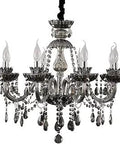 Smoky Gray Crystal Candle Chandelier With Eight Lights Modern Hanging Pendant Light Fixture for Dining Room