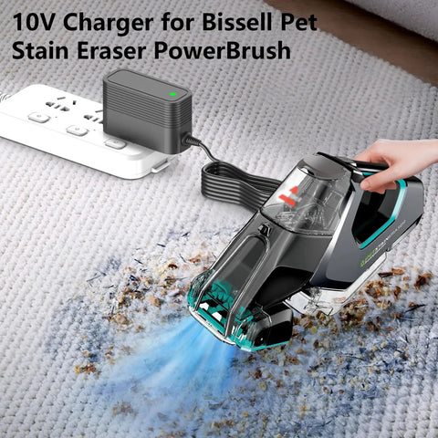 10V Replacement Charger For Pet Stain Eraser Cordless Vacuum Models 2837 2842 2846 2877 on carpet with power adapter