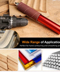 Top Shelf Spindle Sander Adapter Kit With Cushioned Rubber Sanding Drum Sleeve on workbench for wood and metal smoothing applications.