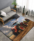 Fantasy Farm Tractor Non Slip Doormat 60x39 Inches Low Profile Area Rug with tractor design in living room setting